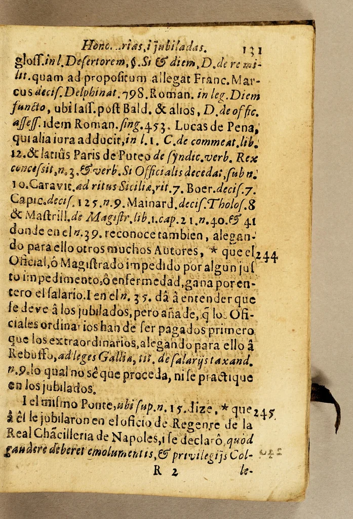 An illustration from Memorial, o Discurso informativo iuridico, historico, politico. : De los derechos, honores, preeminencias, i otras cosas, que se deven dar, i guardar a los consejeros honorarios, i iubilados. I en particular si se les deve la pitança que llaman de la Candelaria., 1642, leaf 143