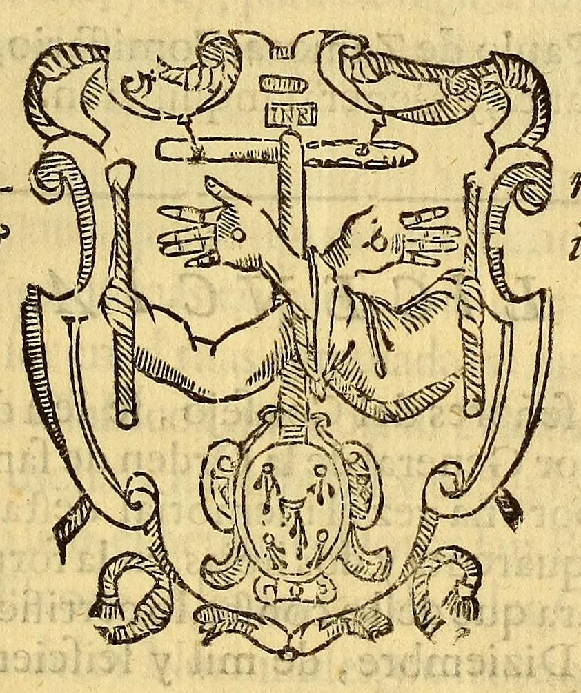 An illustration from Memorial por la Religion de San Francisco, en defensa de las dotrinas del serafico dotor san Buenauentura, del sutilissimo dotor Escoto, y otros dotores classicos de la misma religion. : Sobre el juramento que hizo la Vniuersidad de Salamanca, de leer, y enseñar tan solamente la dotrina de san Agustin, y santo Tomas, excluyendo las demas que fuessen contrarias, 1629, leaf 5