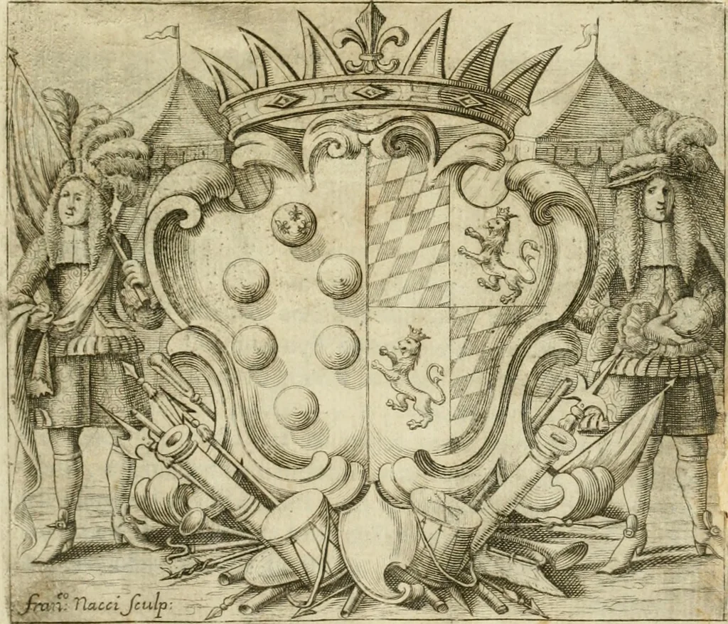 An illustration from Memorie del calcio fiorentino : tratte da diverse scritture e dedicate all' Altezze Serenissime di Ferdinando principe di Toscana e Violante Beatrice di Baviera, 1688, leaf 6