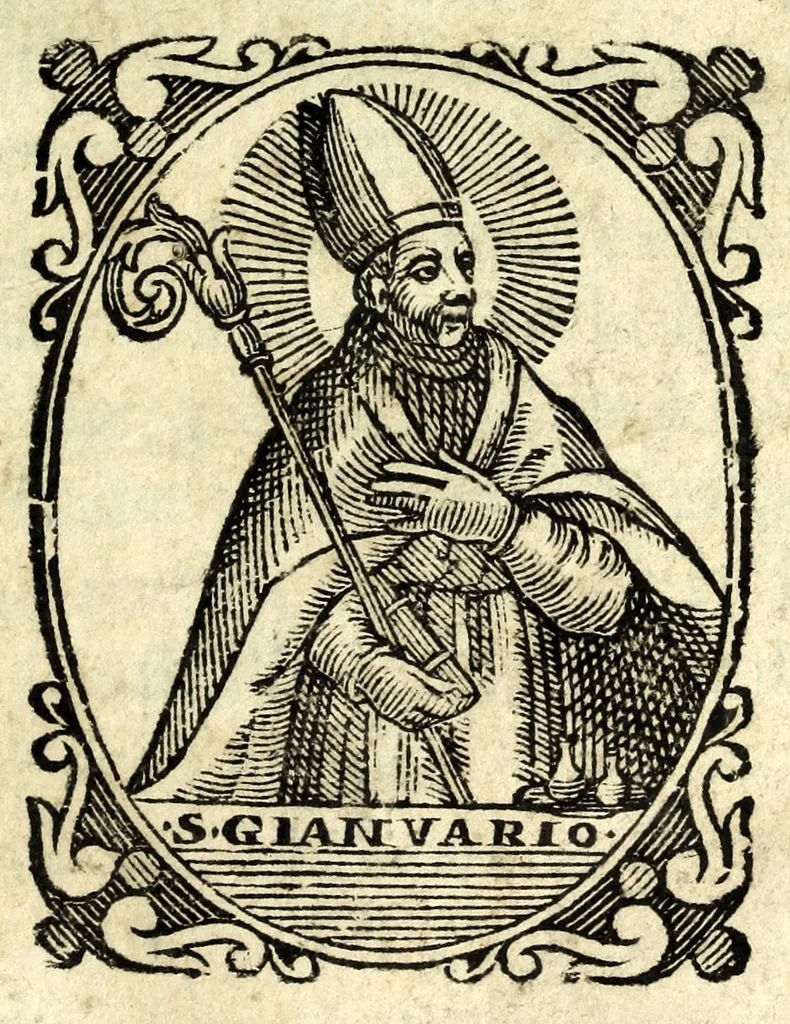 An illustration from Memorie della vita, miracoli, e cvlto di San Gianvario martire, vescouo di Beneuento, e principal protettore della città di Napoli, 1681, leaf 13