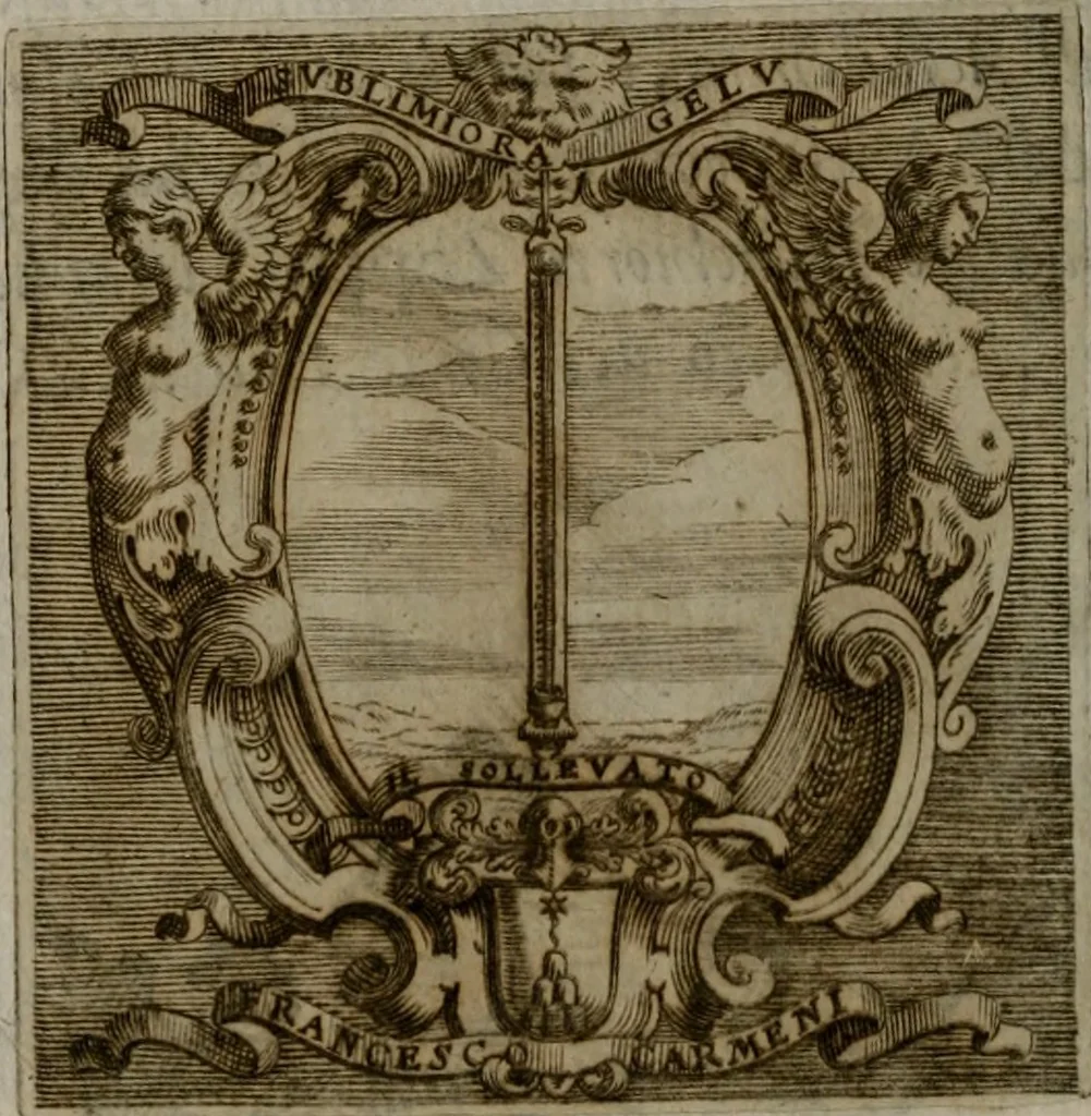 An illustration from Memorie, imprese, e ritratti de' signori Accademici Gelati de Bologna, 1672, leaf 191
