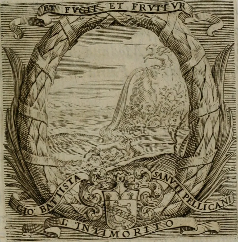 An illustration from Memorie, imprese, e ritratti de' signori Accademici Gelati de Bologna, 1672, leaf 232