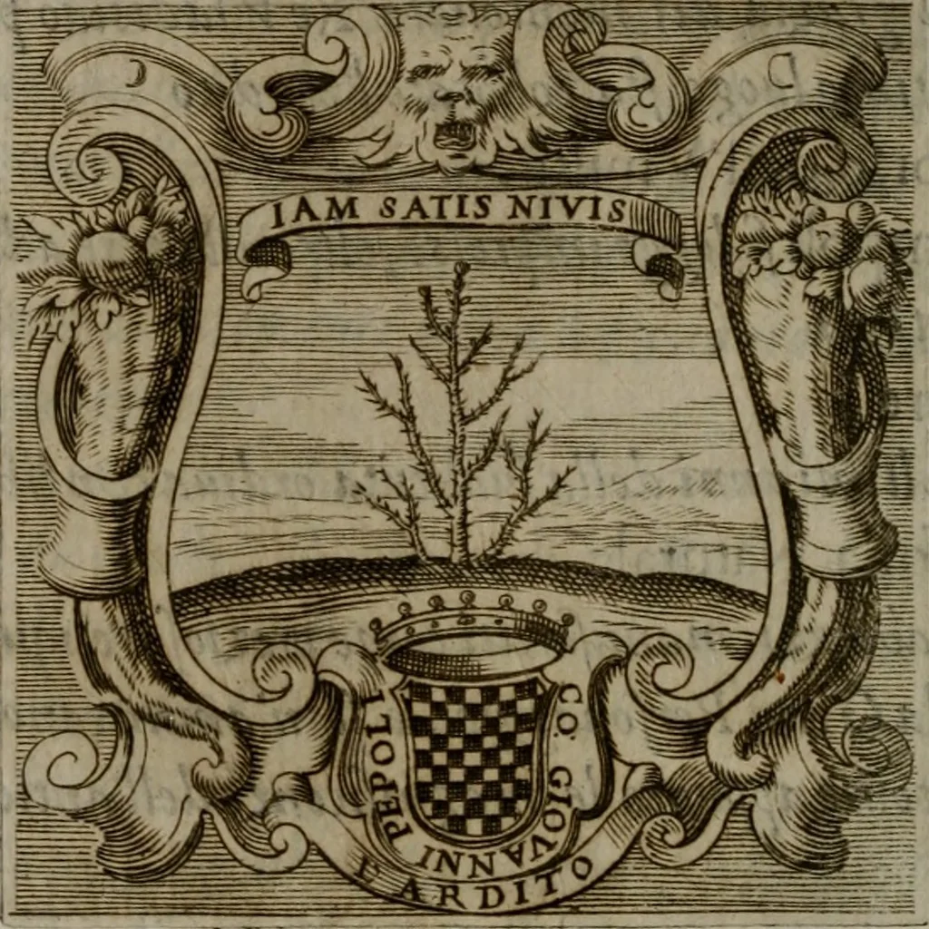 An illustration from Memorie, imprese, e ritratti de' signori Accademici Gelati de Bologna, 1672, leaf 241