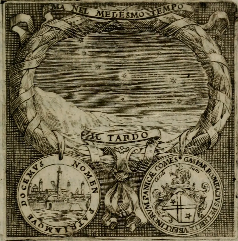 An illustration from Memorie, imprese, e ritratti de' signori Accademici Gelati de Bologna, 1672, leaf 262