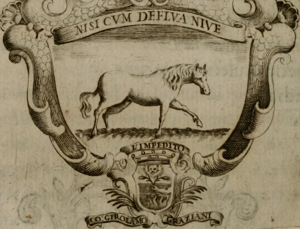 An illustration from Memorie, imprese, e ritratti de' signori Accademici Gelati de Bologna, 1672, leaf 279