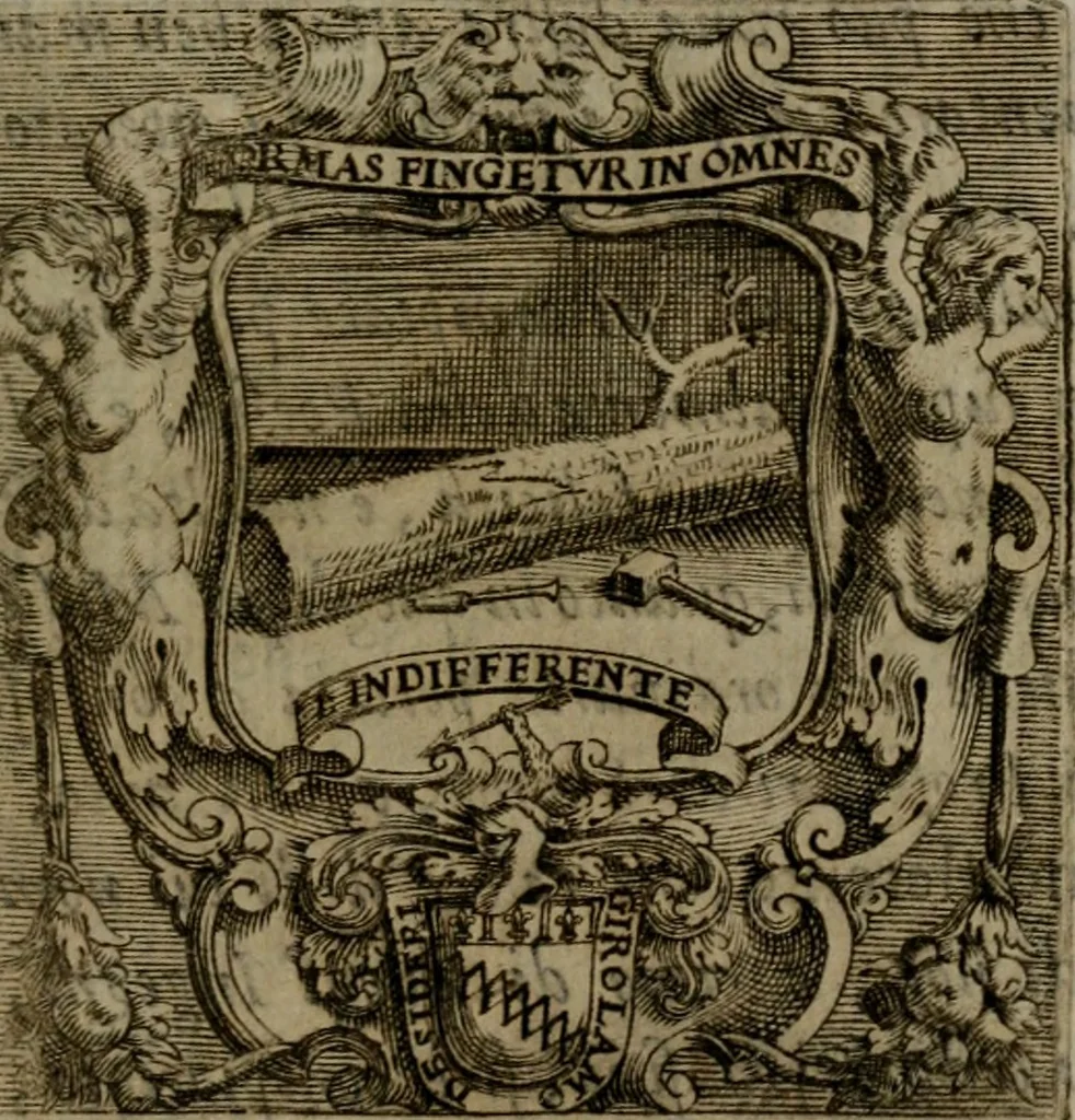 An illustration from Memorie, imprese, e ritratti de' signori Accademici Gelati de Bologna, 1672, leaf 316