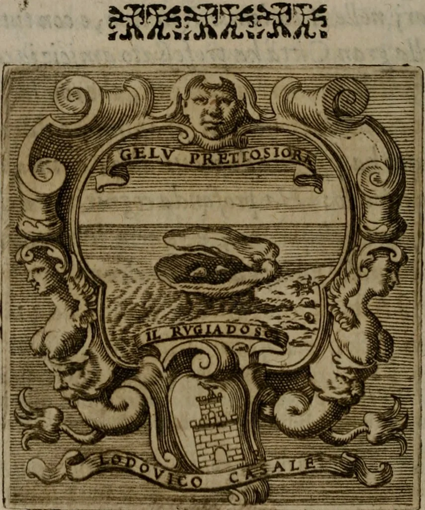 An illustration from Memorie, imprese, e ritratti de' signori Accademici Gelati de Bologna, 1672, leaf 353