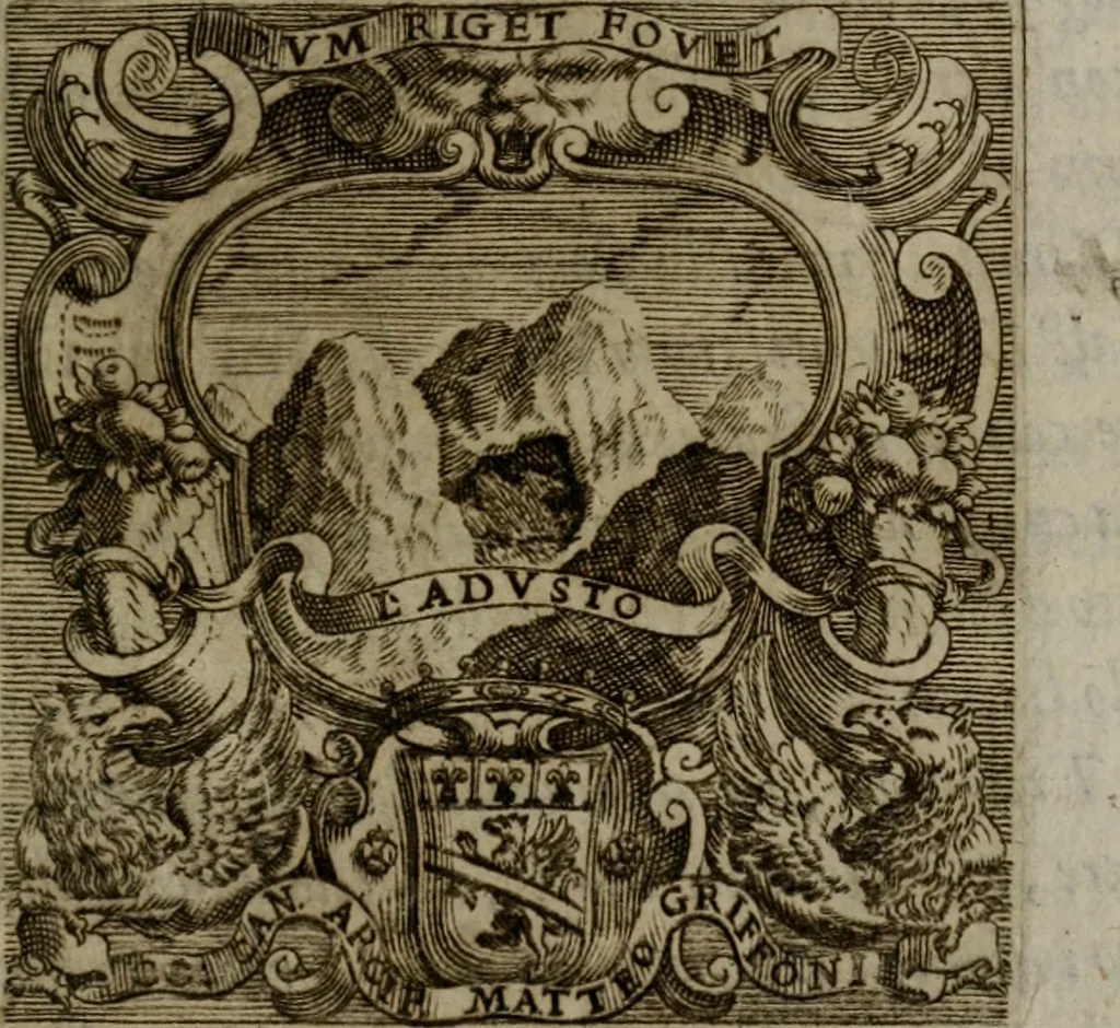 An illustration from Memorie, imprese, e ritratti de' signori Accademici Gelati de Bologna, 1672, leaf 364