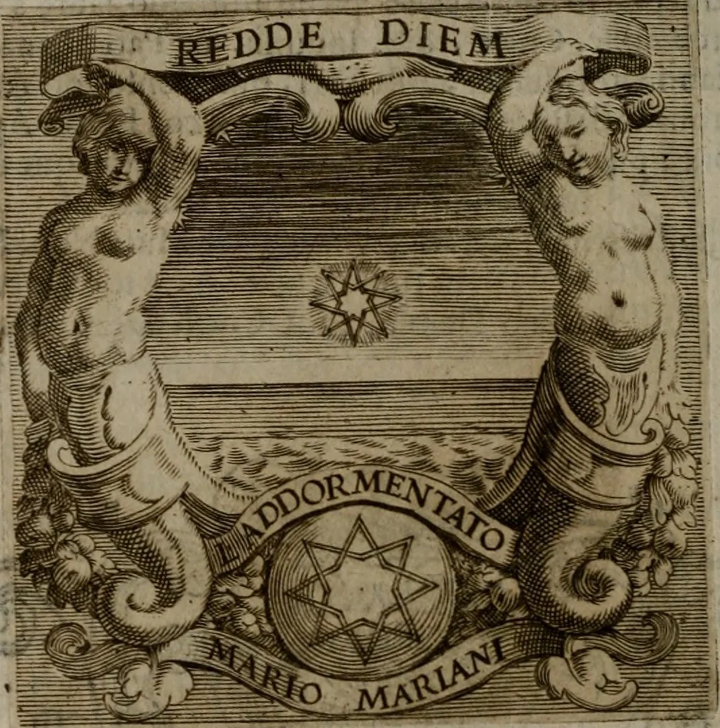 An illustration from Memorie, imprese, e ritratti de' signori Accademici Gelati de Bologna, 1672, leaf 369