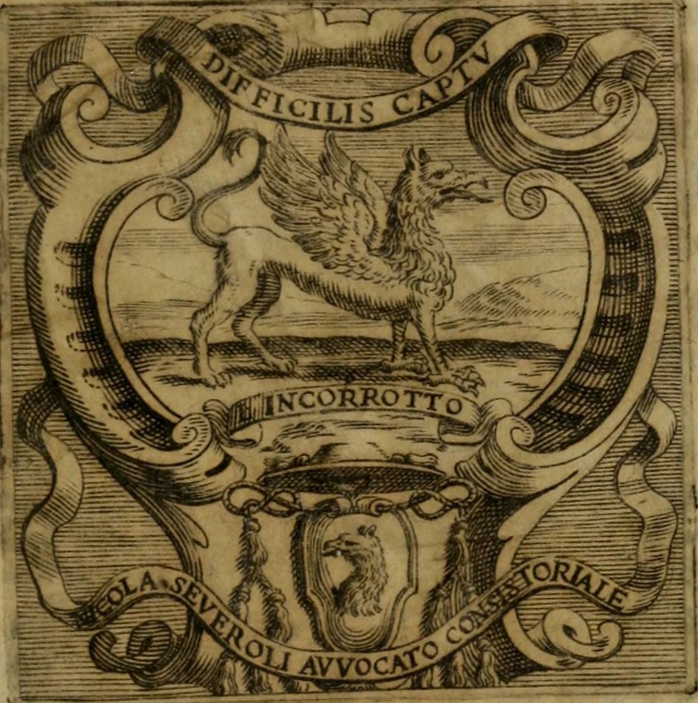 An illustration from Memorie, imprese, e ritratti de' signori Accademici Gelati de Bologna, 1672, leaf 376