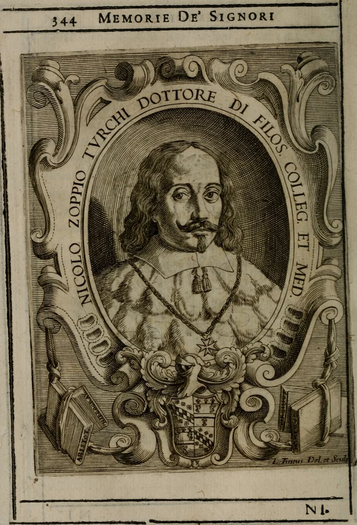An illustration from Memorie, imprese, e ritratti de' signori Accademici Gelati de Bologna, 1672, leaf 379