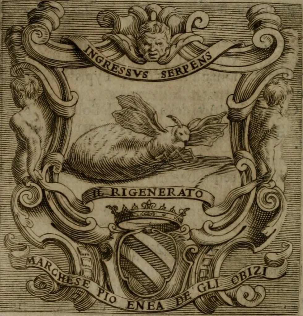 An illustration from Memorie, imprese, e ritratti de' signori Accademici Gelati de Bologna, 1672, leaf 389