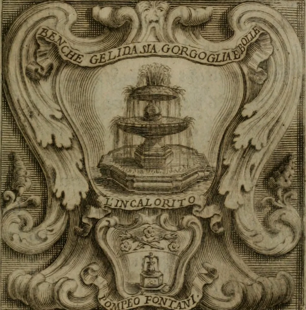 An illustration from Memorie, imprese, e ritratti de' signori Accademici Gelati de Bologna, 1672, leaf 392