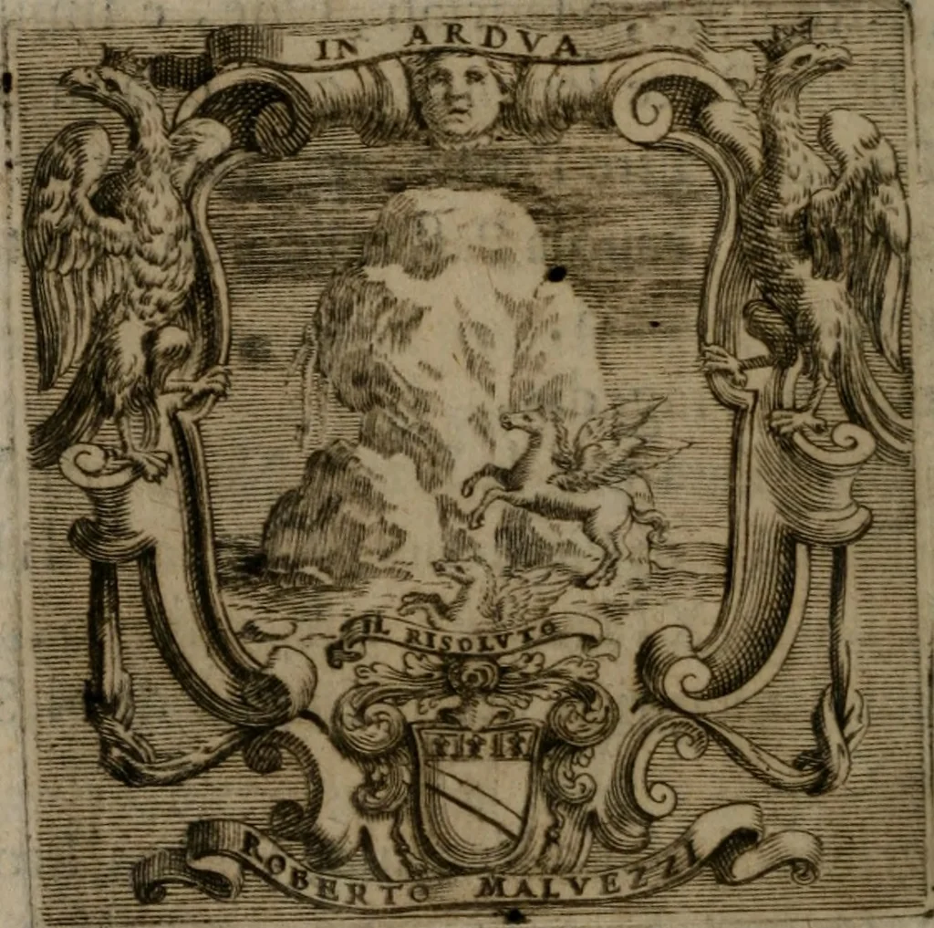 An illustration from Memorie, imprese, e ritratti de' signori Accademici Gelati de Bologna, 1672, leaf 411