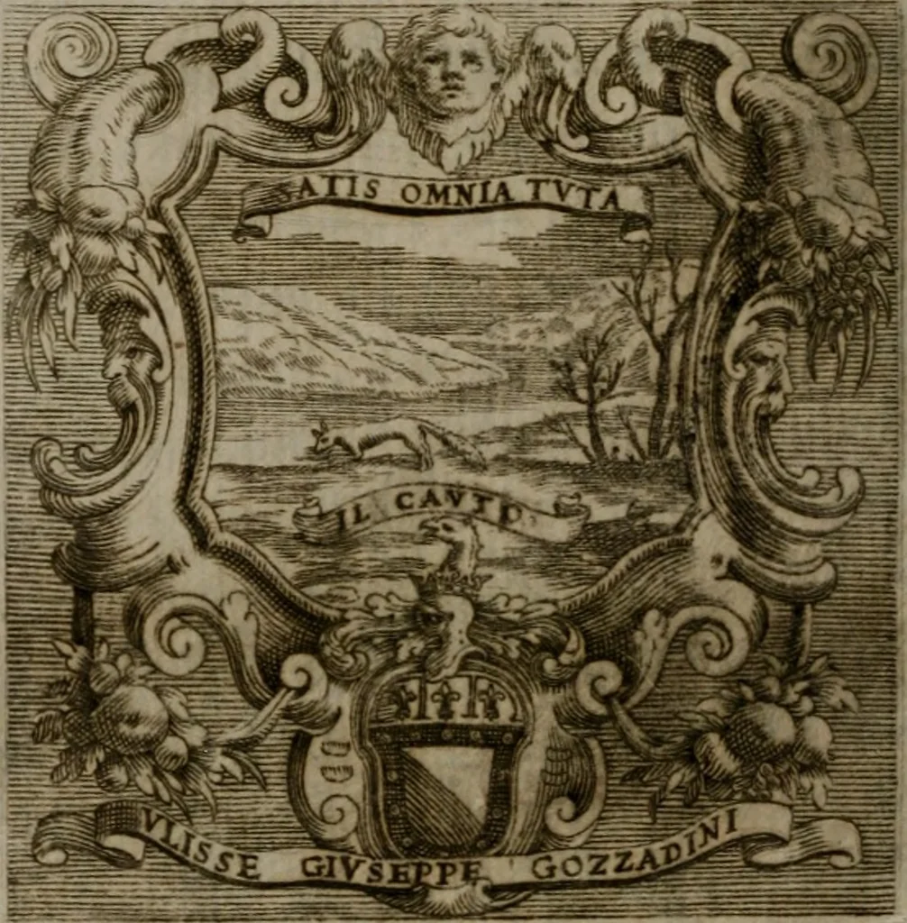 An illustration from Memorie, imprese, e ritratti de' signori Accademici Gelati de Bologna, 1672, leaf 429