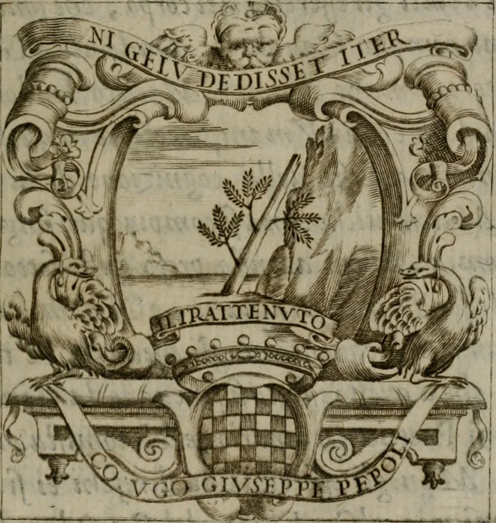 An illustration from Memorie, imprese, e ritratti de' signori Accademici Gelati de Bologna, 1672, leaf 432