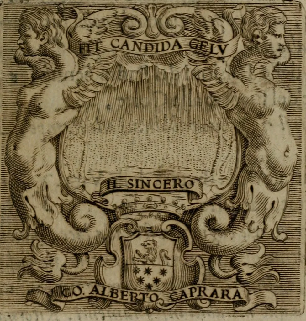 An illustration from Memorie, imprese, e ritratti de' signori Accademici Gelati de Bologna, 1672, leaf 52