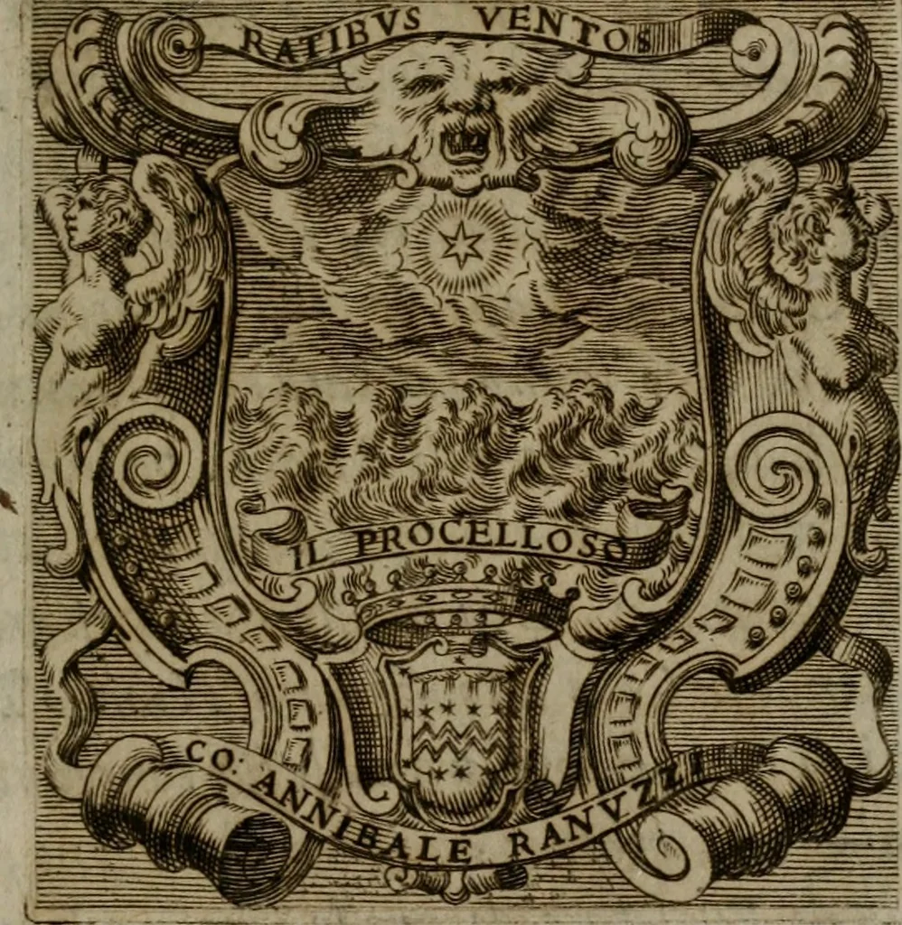 An illustration from Memorie, imprese, e ritratti de' signori Accademici Gelati de Bologna, 1672, leaf 60