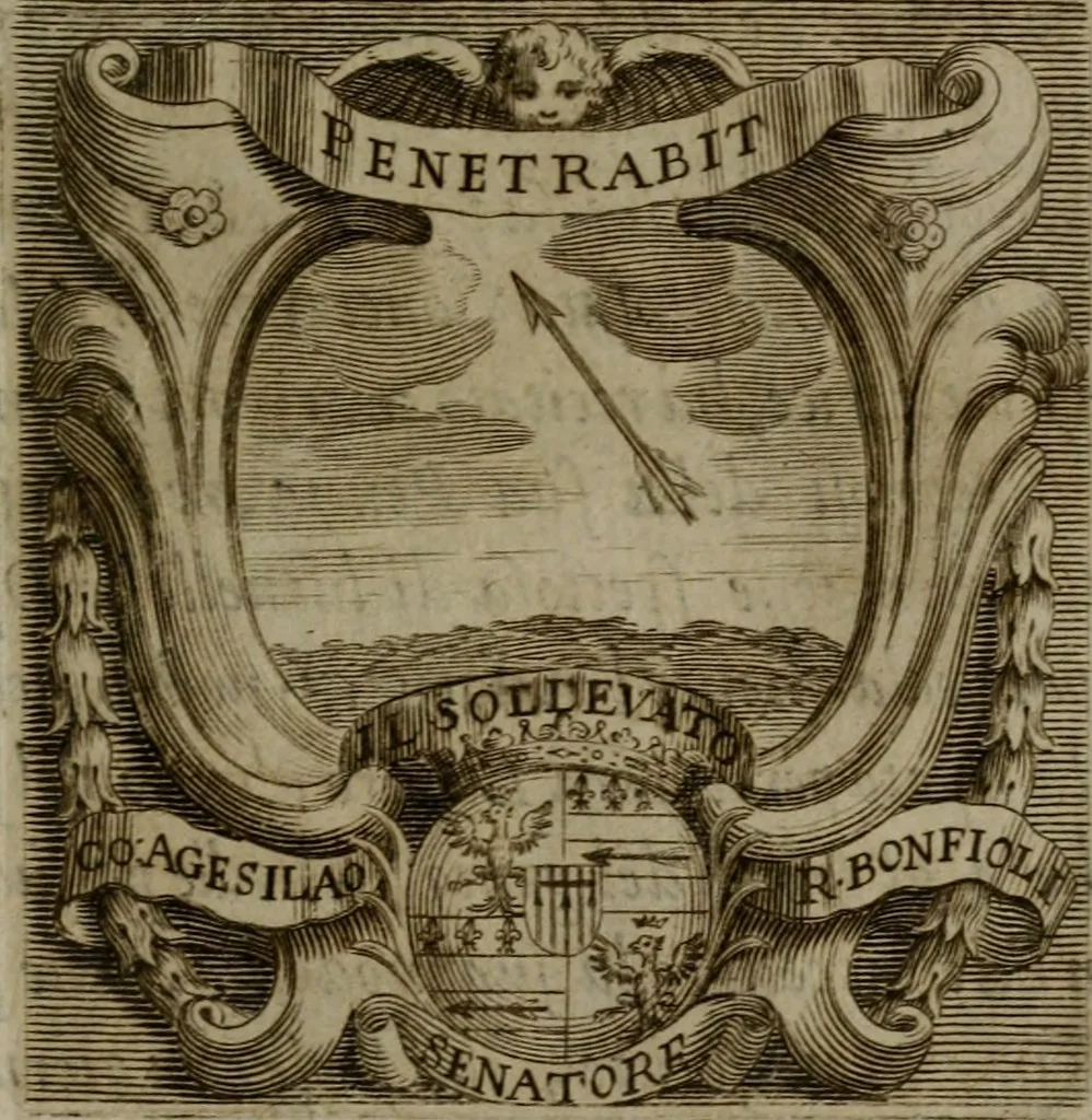 An illustration from Memorie, imprese, e ritratti de' signori Accademici Gelati de Bologna, 1672, leaf 64