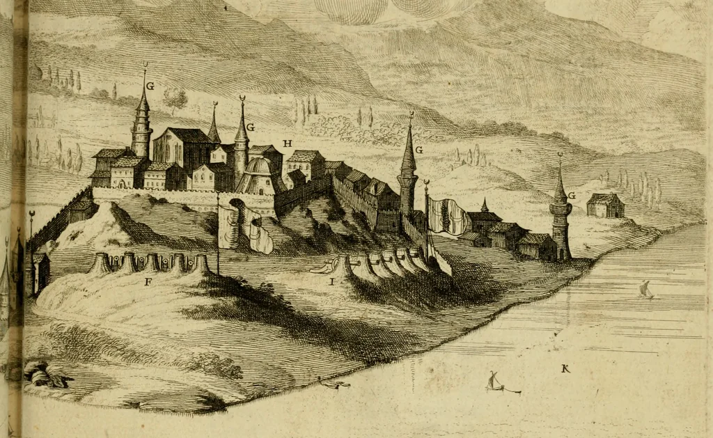An illustration from Memorie istoriografiche delli regni della Morea e Negroponte e luoghi adiacenti, 1686, leaf 102