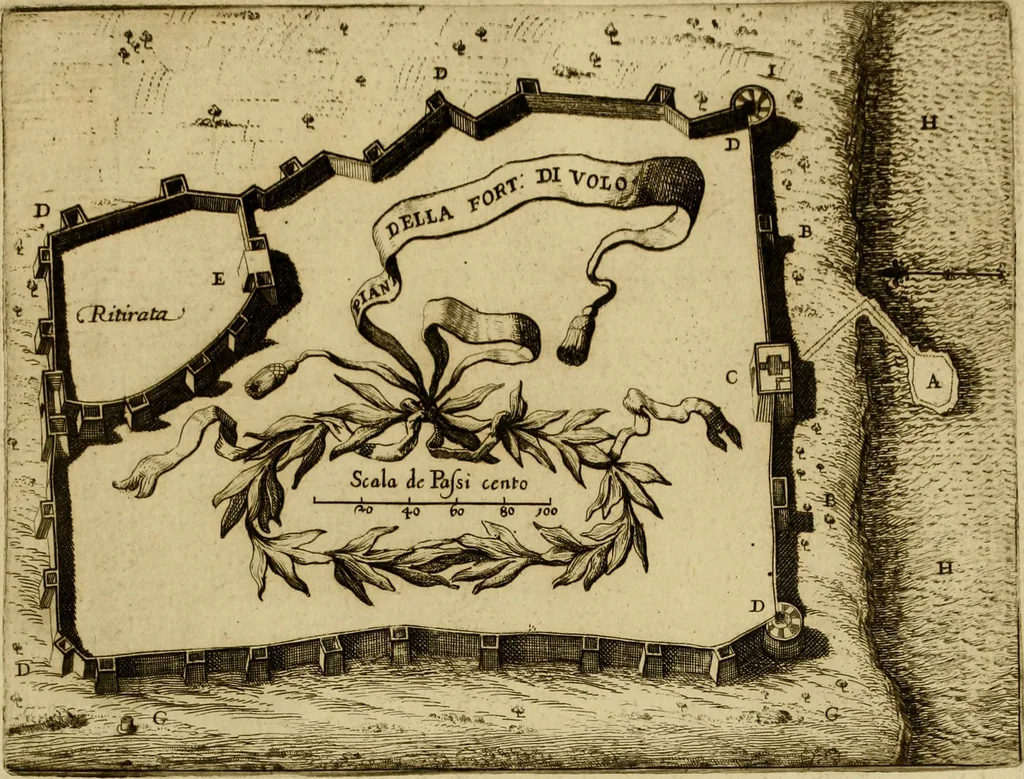 An illustration from Memorie istoriografiche delli regni della Morea e Negroponte e luoghi adiacenti, 1686, leaf 166