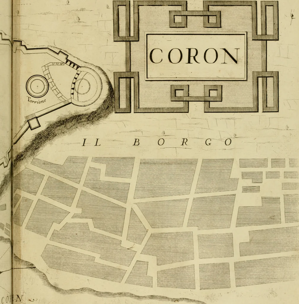 An illustration from Memorie istoriografiche delli regni della Morea e Negroponte e luoghi adiacenti, 1686, leaf 54
