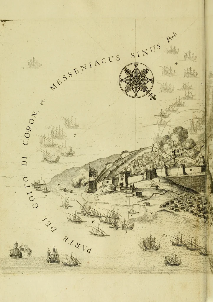 An illustration from Memorie istoriografiche delli regni della Morea e Negroponte e luoghi adiacenti, 1686, leaf 57