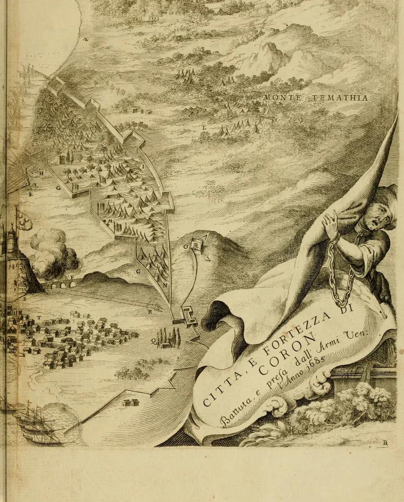 An illustration from Memorie istoriografiche delli regni della Morea e Negroponte e luoghi adiacenti, 1686, leaf 58