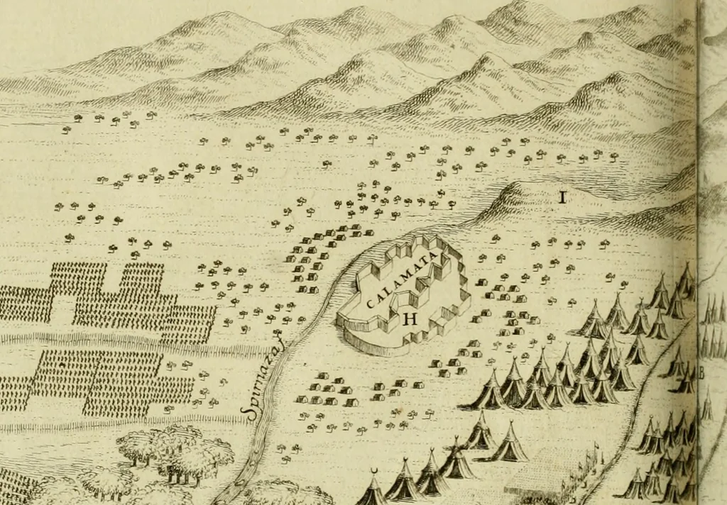 An illustration from Memorie istoriografiche delli regni della Morea e Negroponte e luoghi adiacenti, 1686, leaf 69