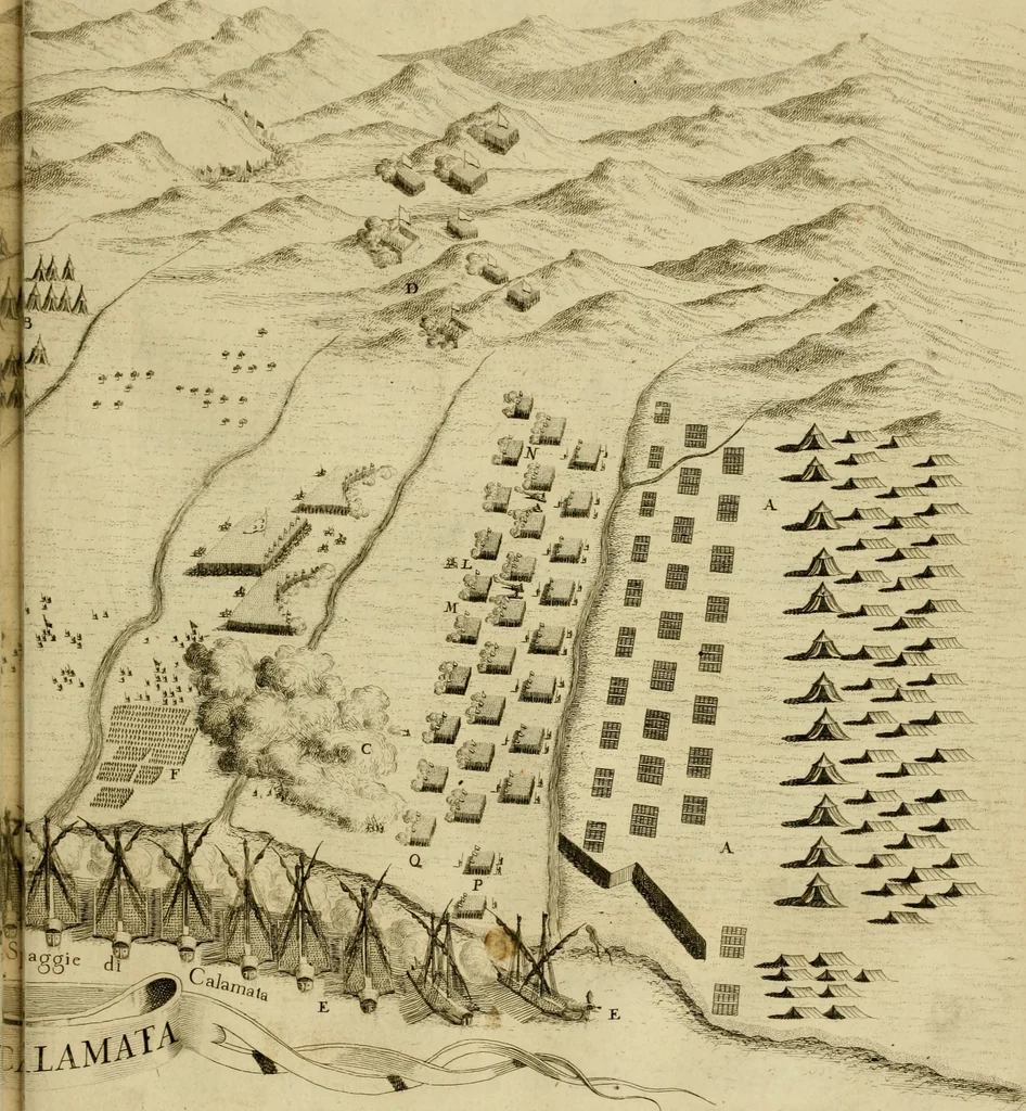 An illustration from Memorie istoriografiche delli regni della Morea e Negroponte e luoghi adiacenti, 1686, leaf 70