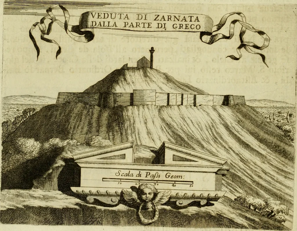 An illustration from Memorie istoriografiche delli regni della Morea e Negroponte e luoghi adiacenti, 1686, leaf 75
