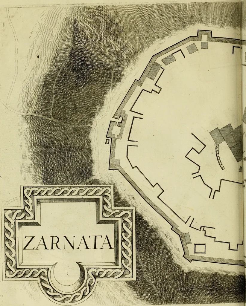 An illustration from Memorie istoriografiche delli regni della Morea e Negroponte e luoghi adiacenti, 1686, leaf 77