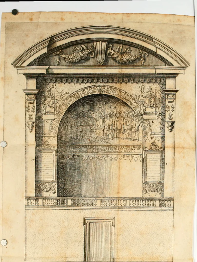 An illustration from Memorie sacre delle sette chiese di Roma e di altri luoghi, che si trouano per le strade di esse ..., 1630, leaf 568