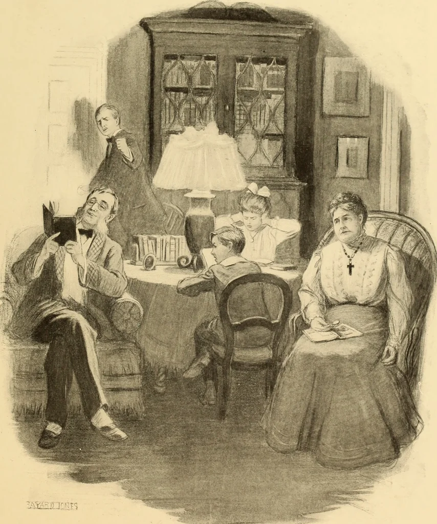 An illustration from Men, women and mirth ..., 1909, leaf 108