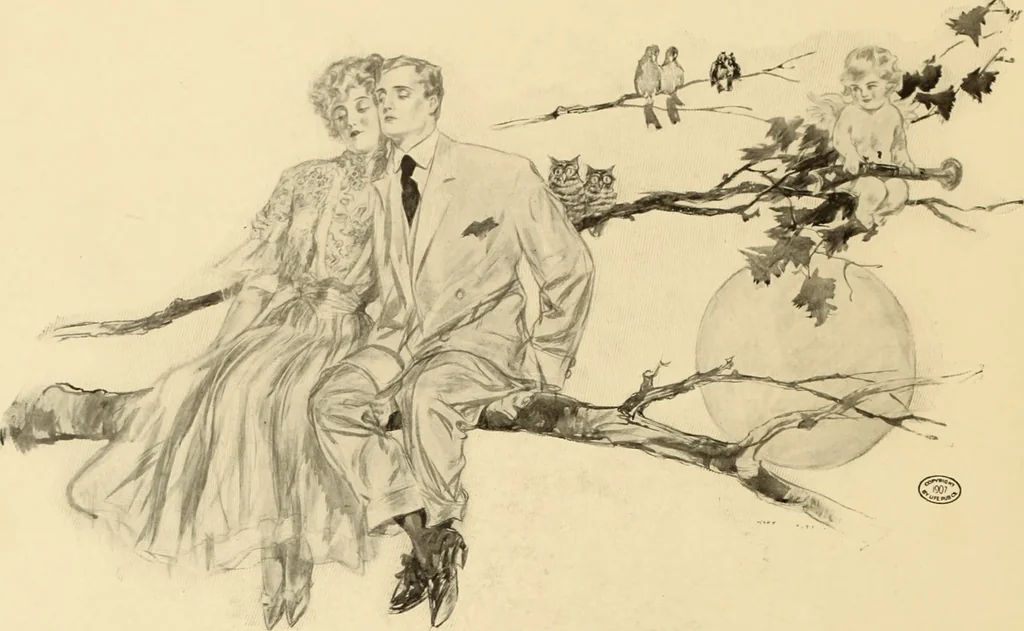 An illustration from Men, women and mirth ..., 1909, leaf 113