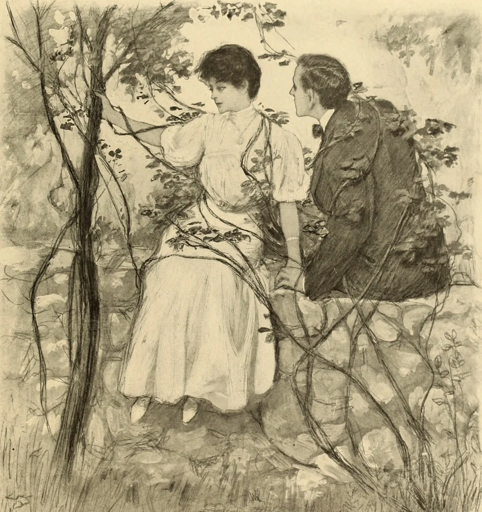 An illustration from Men, women and mirth ..., 1909, leaf 116