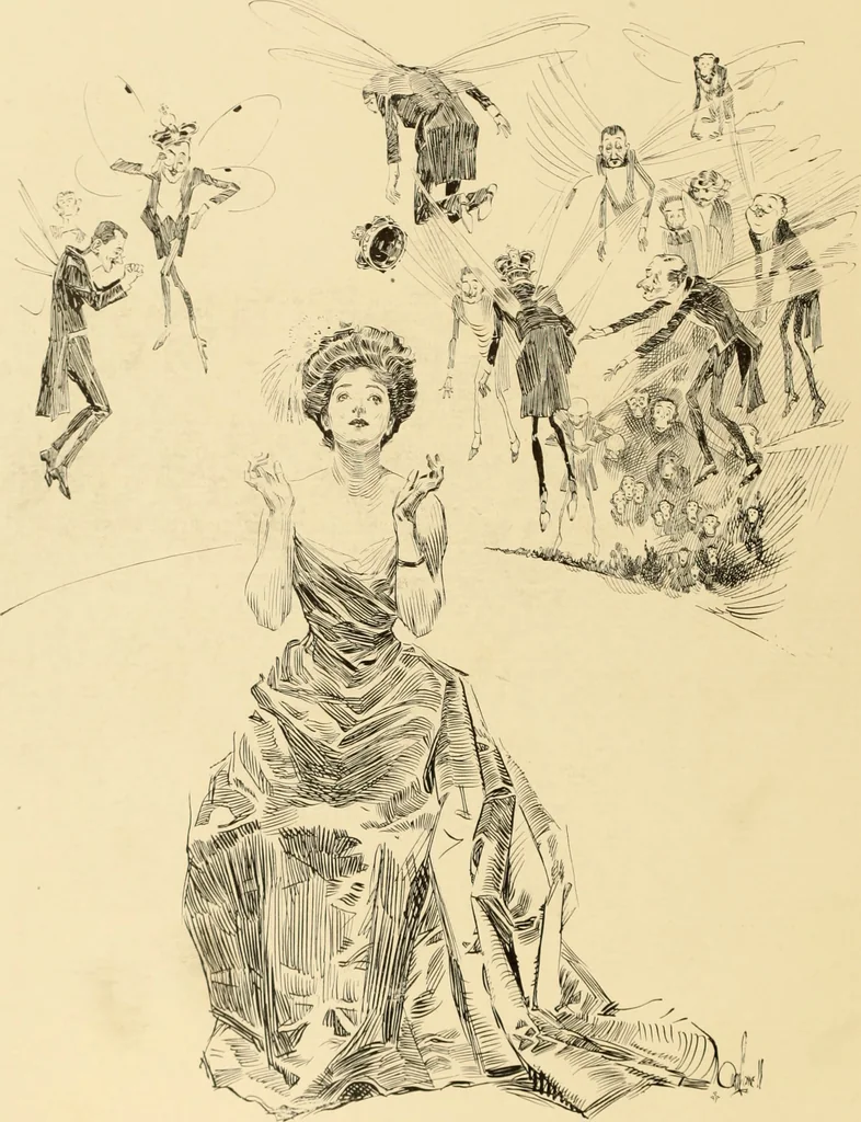 An illustration from Men, women and mirth ..., 1909, leaf 13