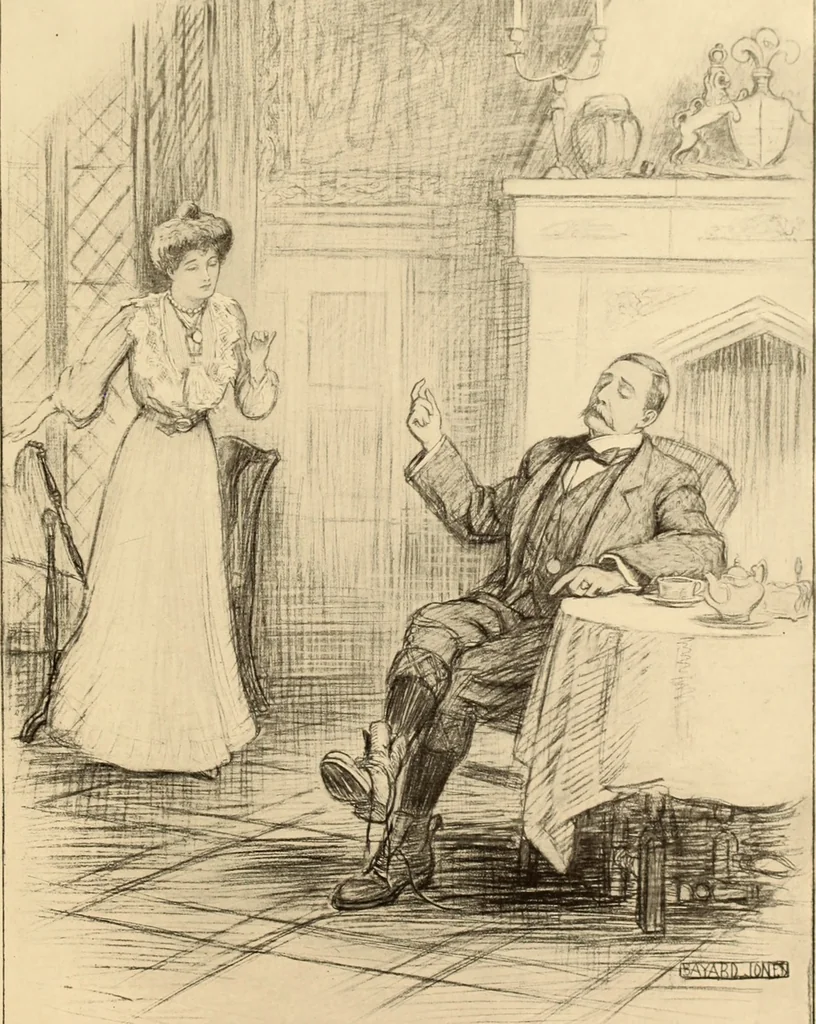 An illustration from Men, women and mirth ..., 1909, leaf 24
