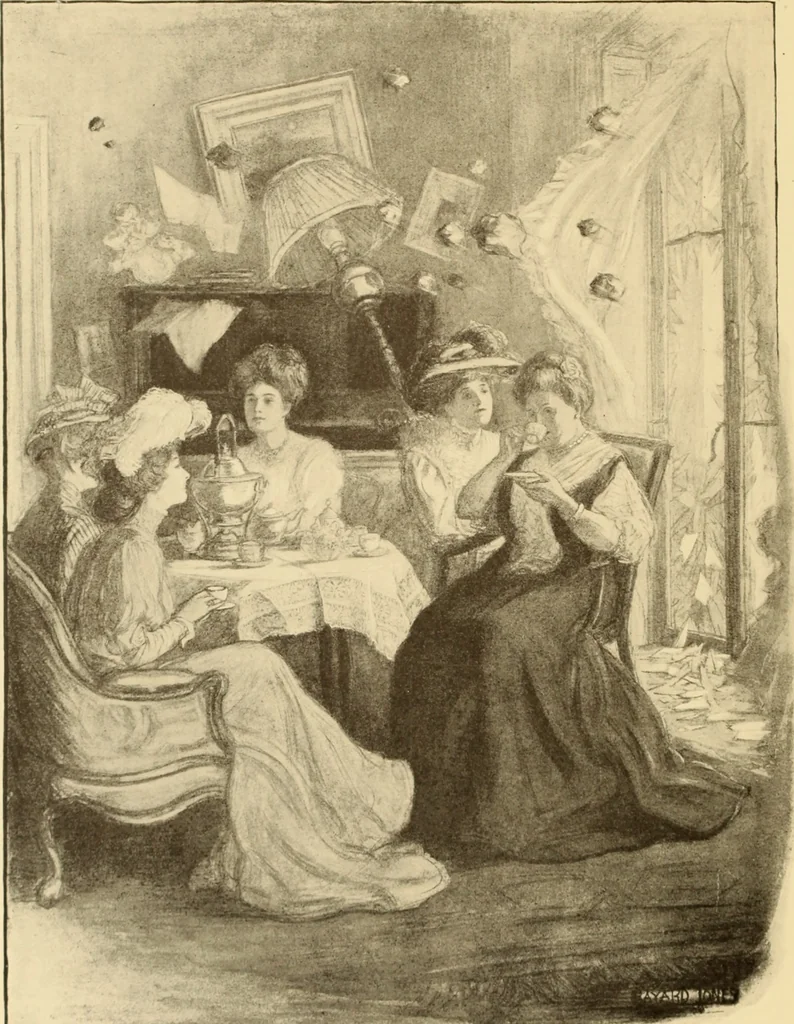 An illustration from Men, women and mirth ..., 1909, leaf 39