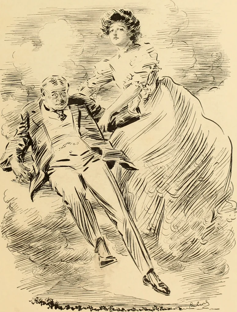 An illustration from Men, women and mirth ..., 1909, leaf 64