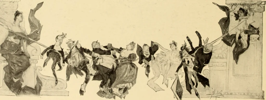 An illustration from Men, women and mirth ..., 1909, leaf 81
