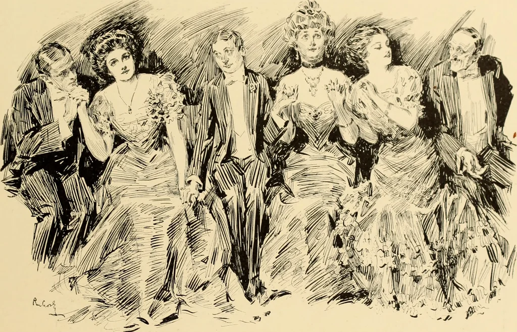 An illustration from Men, women and mirth ..., 1909, leaf 84