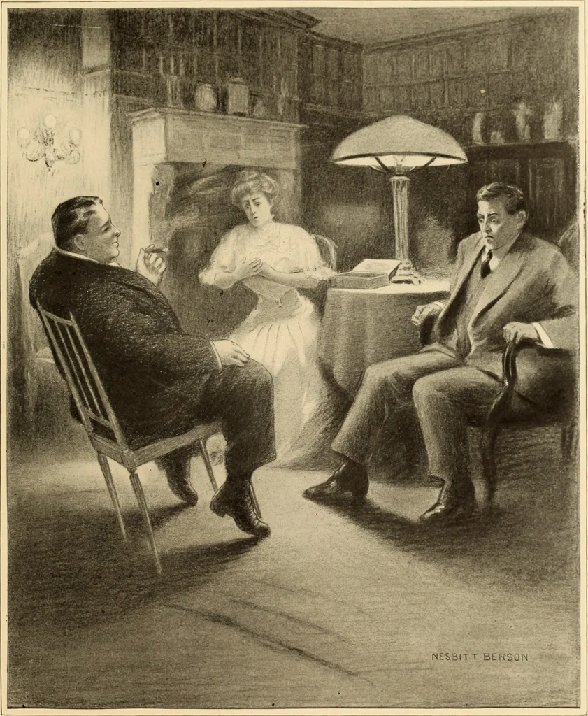 An illustration from Men, women and mirth ..., 1909, leaf 90