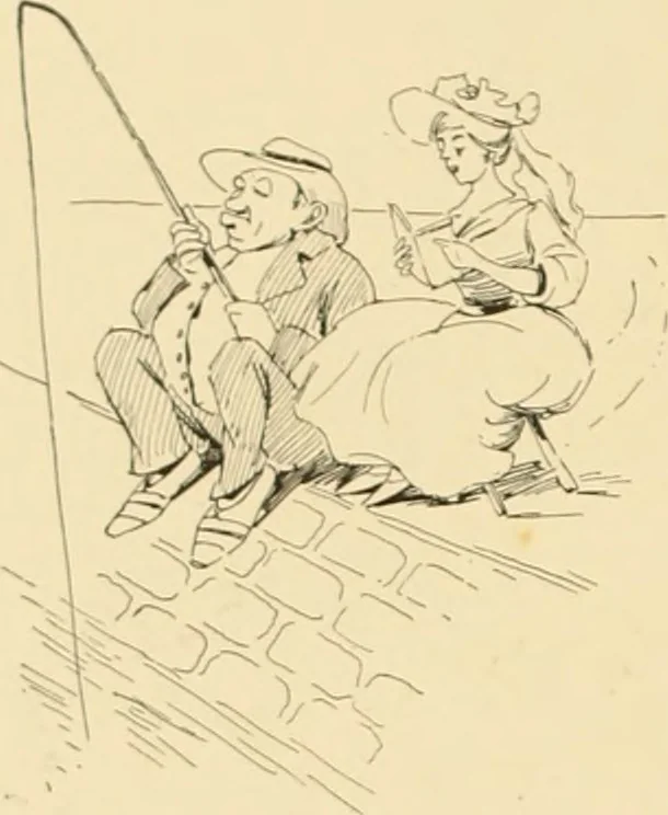 An illustration from Men, women and mirth ..., 1909, leaf 91