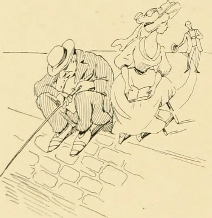 An illustration from Men, women and mirth ..., 1909, leaf 91