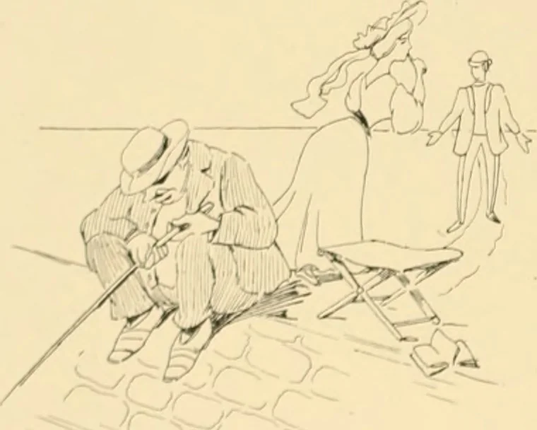 An illustration from Men, women and mirth ..., 1909, leaf 91