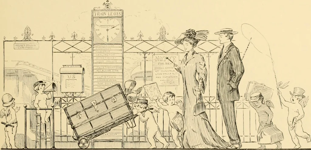 An illustration from Men, women and mirth ..., 1909, leaf 98