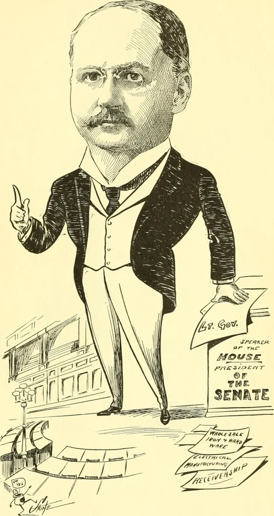 An illustration from Men of New Haven in cartoon, 1906, leaf 10