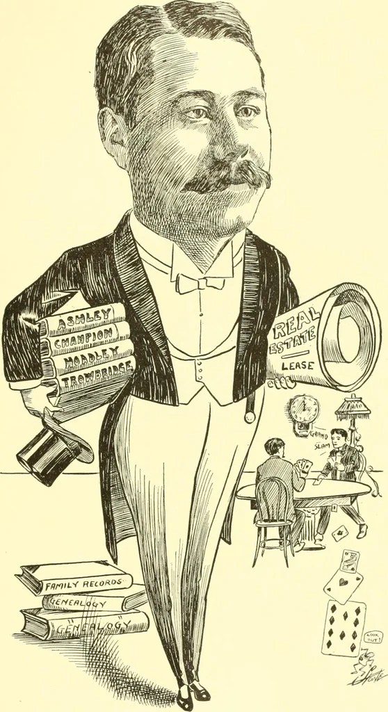 An illustration from Men of New Haven in cartoon, 1906, leaf 104