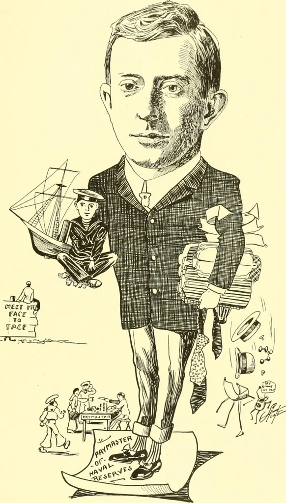 An illustration from Men of New Haven in cartoon, 1906, leaf 110